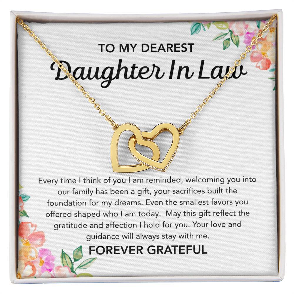 To my Daughter in Law - Interlocking Hearts Necklace - Flowers