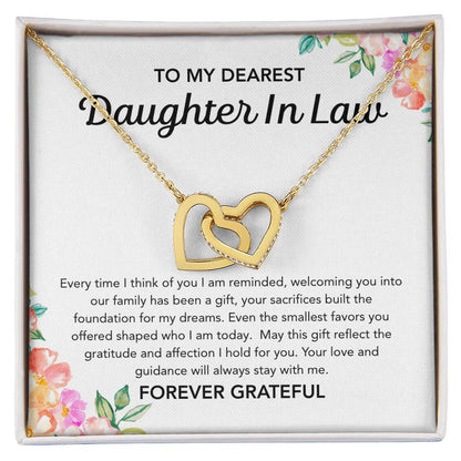 To my Daughter in Law - Interlocking Hearts Necklace - Flowers