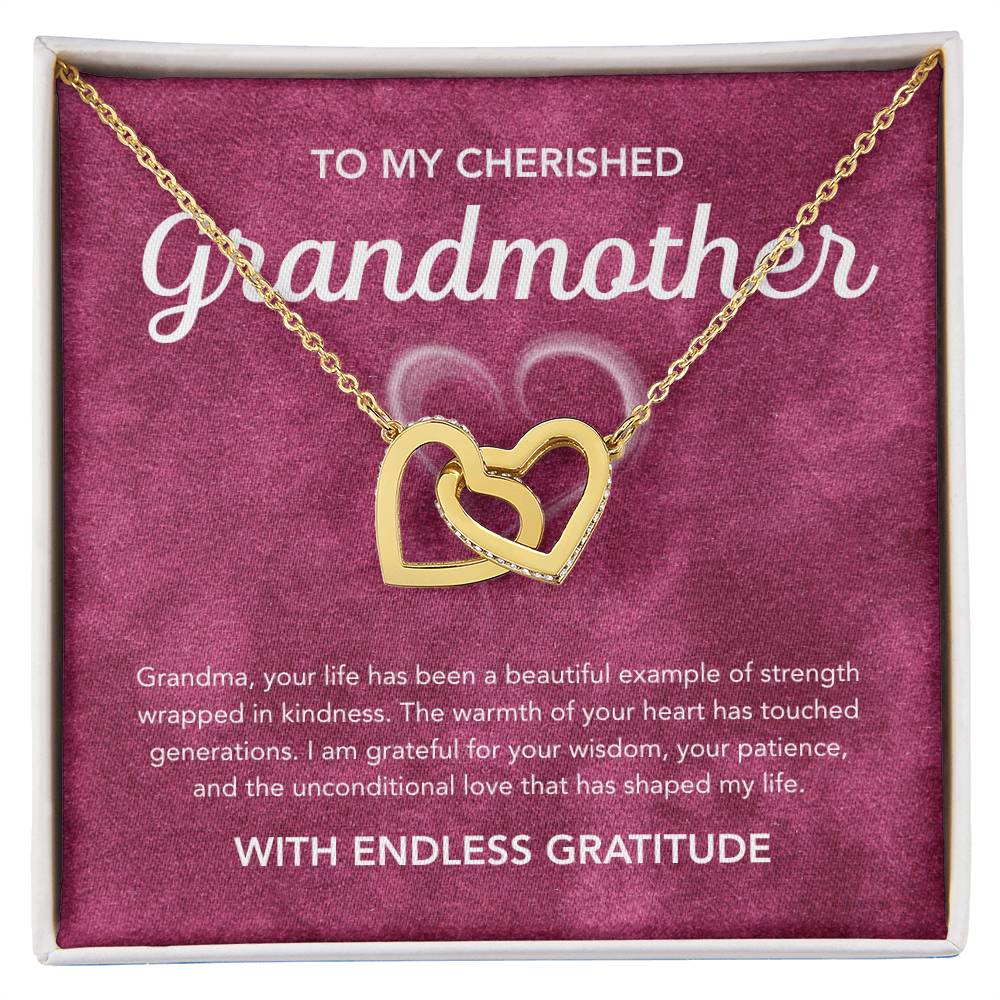 To my Grandmother - Interlocking Hearts Necklace - White Heart