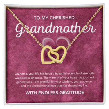 To my Grandmother - Interlocking Hearts Necklace - White Heart