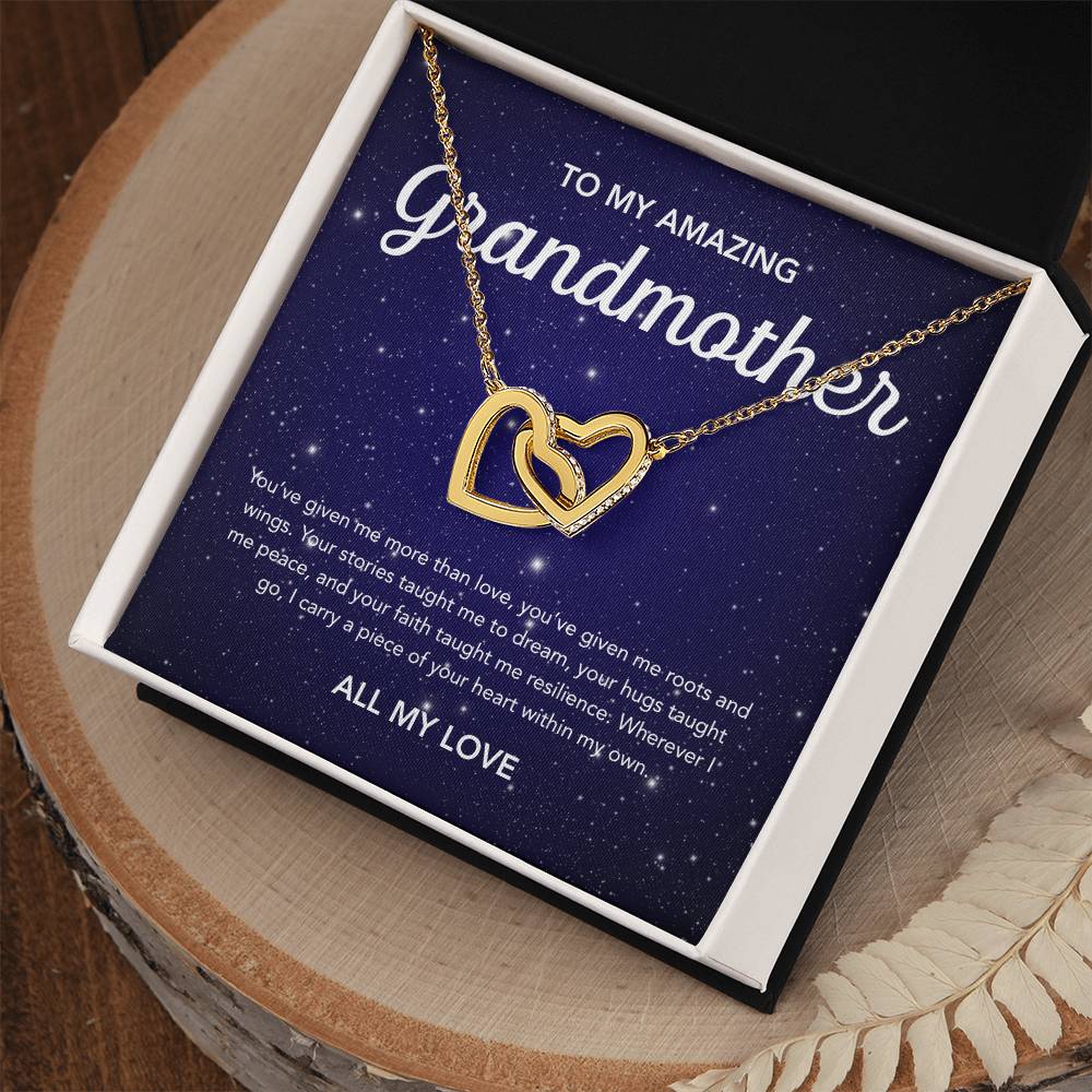 To my Grandmother - Interlocking Hearts Necklace - Night Stars