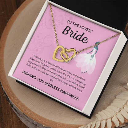To my Bride - Interlocking Hearts Necklace - Pink