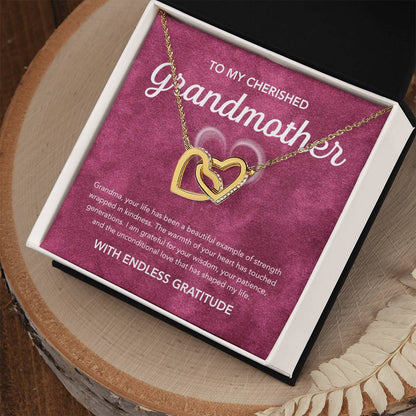 To my Grandmother - Interlocking Hearts Necklace - White Heart