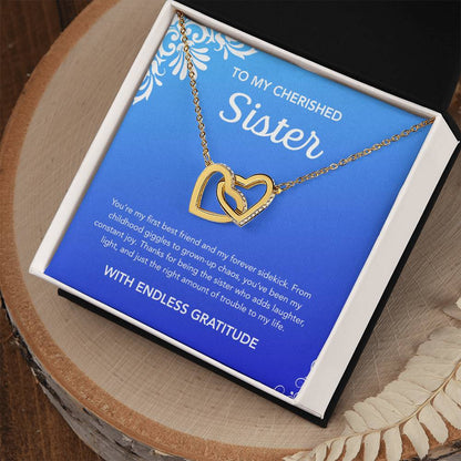To my Sister - Interlocking Hearts Necklace - Ornament