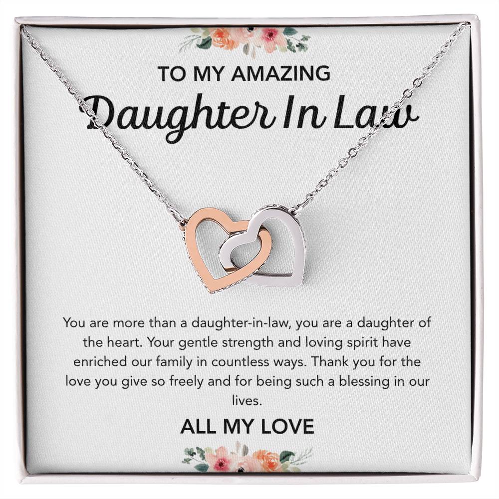 To my Daughter in Law - Interlocking Hearts Necklace - Flowers