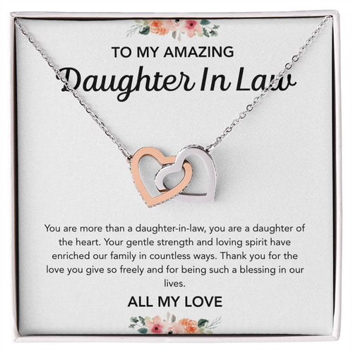To my Daughter in Law - Interlocking Hearts Necklace - Flowers