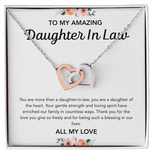 To my Daughter in Law - Interlocking Hearts Necklace - Flowers