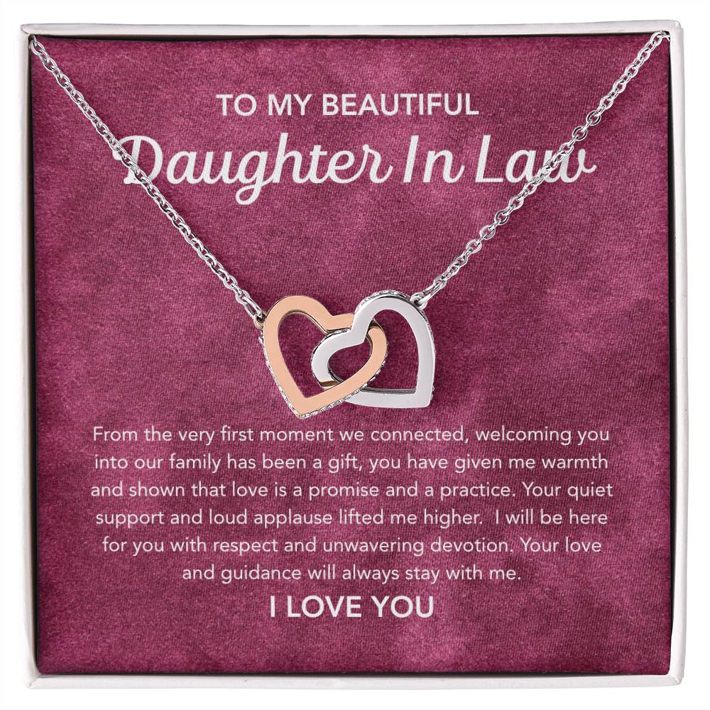 To my Daughter in Law - Interlocking Hearts Necklace - Velvet Pattern