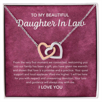 To my Daughter in Law - Interlocking Hearts Necklace - Velvet Pattern