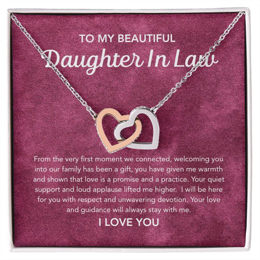 To my Daughter in Law - Interlocking Hearts Necklace - Velvet Pattern