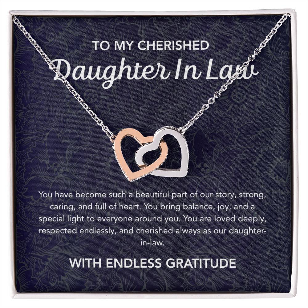 To my Daughter in Law - Interlocking Hearts Necklace - Damsak