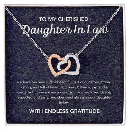 To my Daughter in Law - Interlocking Hearts Necklace - Damsak