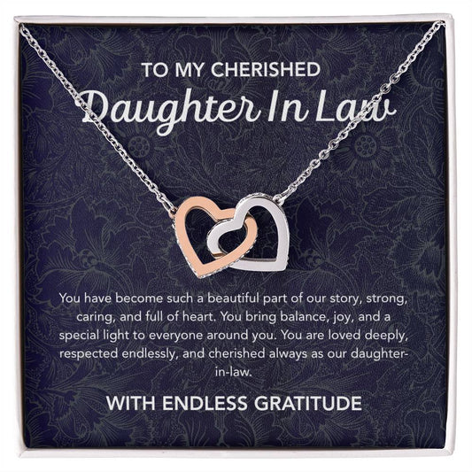 To my Daughter in Law - Interlocking Hearts Necklace - Damsak