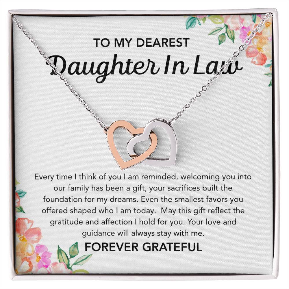 To my Daughter in Law - Interlocking Hearts Necklace - Flowers