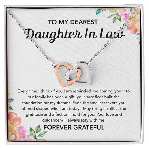 To my Daughter in Law - Interlocking Hearts Necklace - Flowers