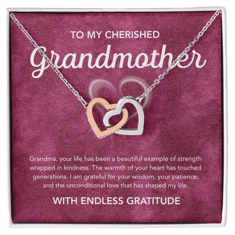 To my Grandmother - Interlocking Hearts Necklace - White Heart