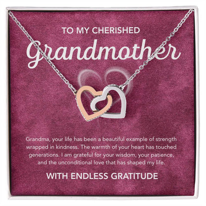 To my Grandmother - Interlocking Hearts Necklace - White Heart