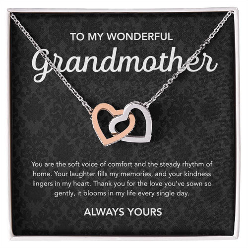 To my Grandmother - Interlocking Hearts Necklace - Damsak