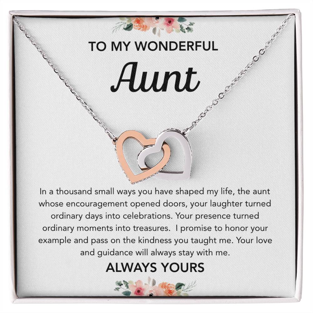 To my Aunt - Interlocking Hearts - Flowers