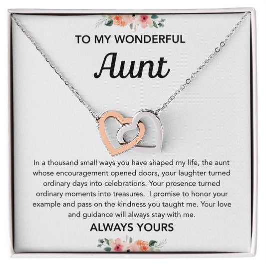 To my Aunt - Interlocking Hearts - Flowers