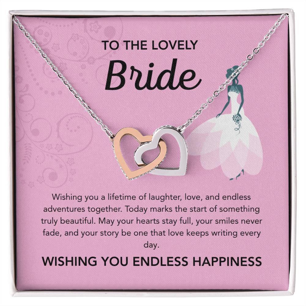 To my Bride - Interlocking Hearts Necklace - Pink