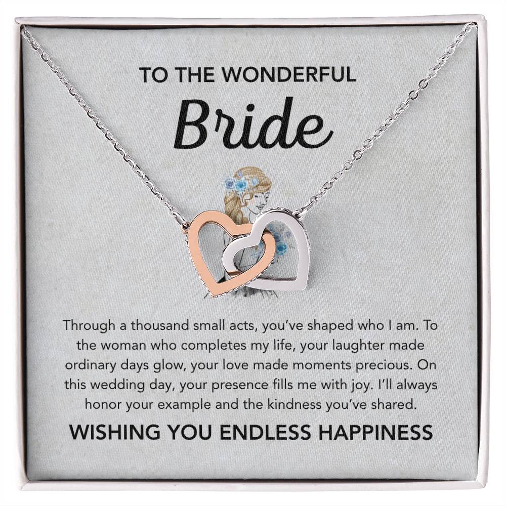 To my Bride - Interlocking Hearts Necklace - Bridal Bouquet