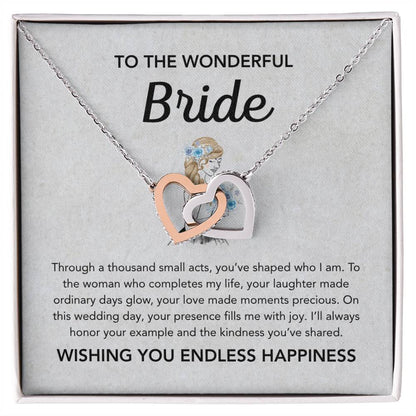 To my Bride - Interlocking Hearts Necklace - Bridal Bouquet