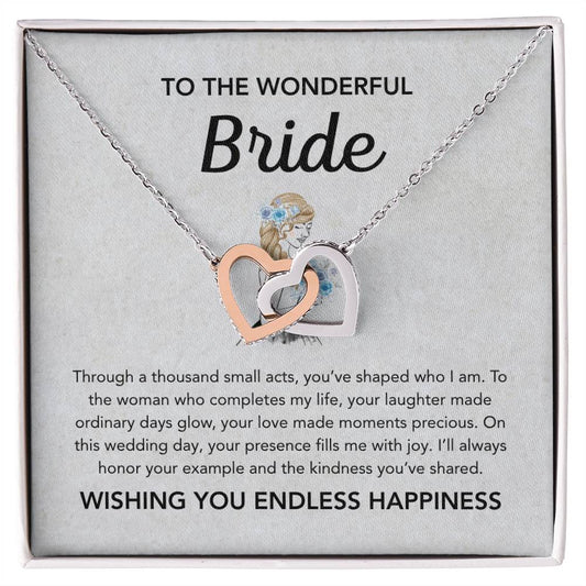 To my Bride - Interlocking Hearts Necklace - Bridal Bouquet