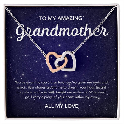 To my Grandmother - Interlocking Hearts Necklace - Night Stars
