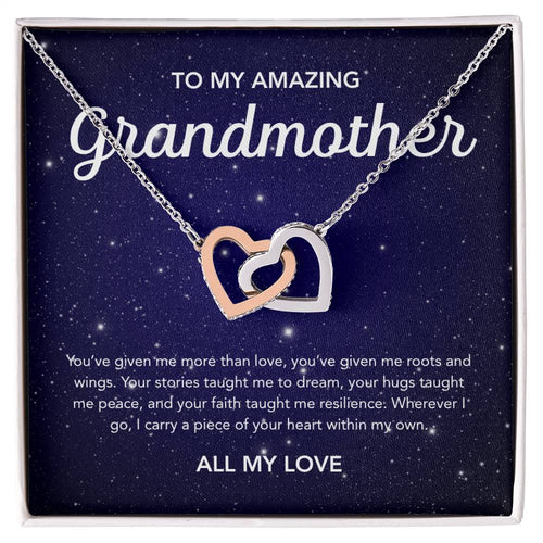 To my Grandmother - Interlocking Hearts Necklace - Night Stars