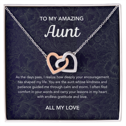 To my Aunt - Interlocking Hearts - Floral Damask