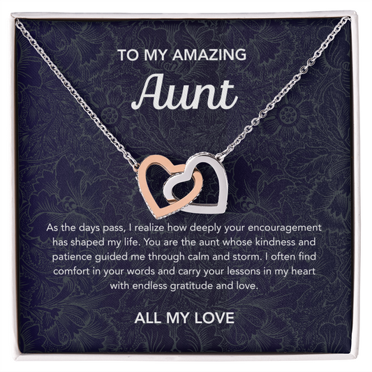 To my Aunt - Interlocking Hearts - Floral Damask