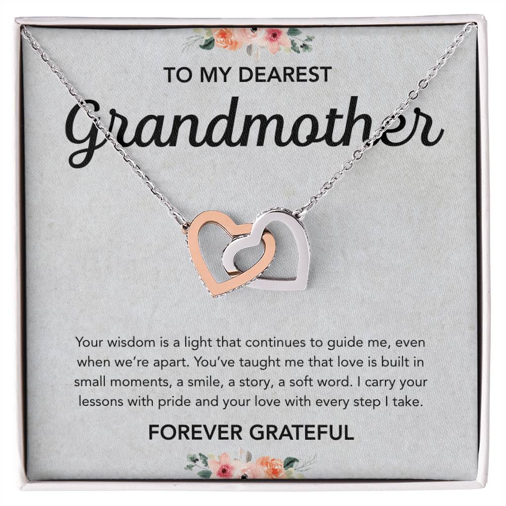 To my Grandmother - Interlocking Hearts Necklace - Flowers