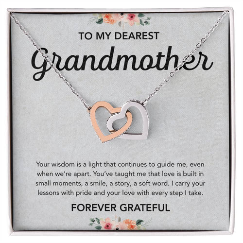 To my Grandmother - Interlocking Hearts Necklace - Flowers