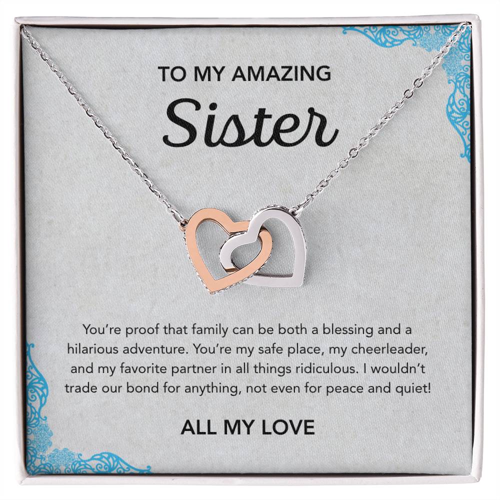 To my Sister - Interlocking Hearts Necklace - Ornament