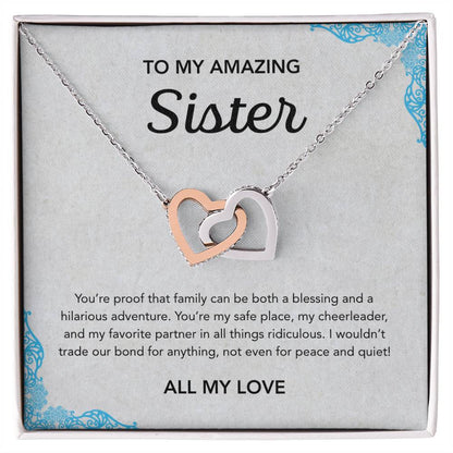 To my Sister - Interlocking Hearts Necklace - Ornament