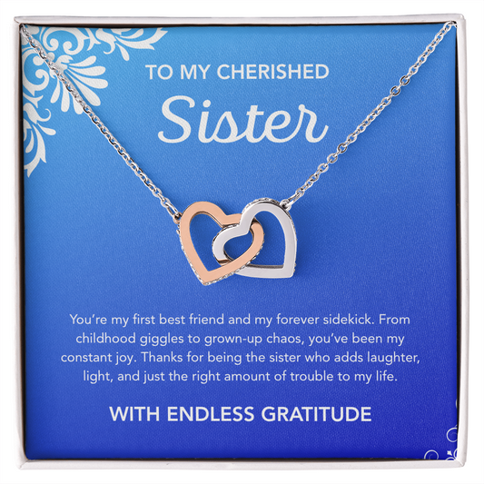 To my Sister - Interlocking Hearts Necklace - Ornament