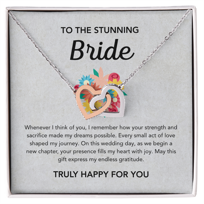 To my Bride - Interlocking Hearts Necklace - Bridal Bouquet