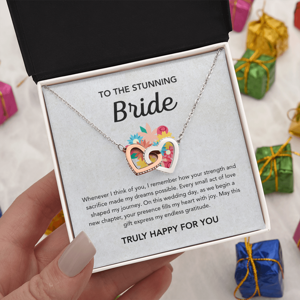 To my Bride - Interlocking Hearts Necklace - Bridal Bouquet