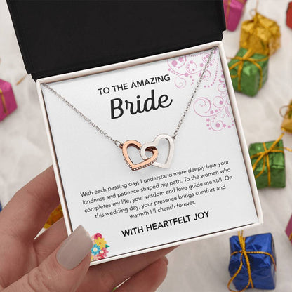 To my Bride - Interlocking Hearts Necklace - Bridal Bouquet