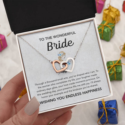 To my Bride - Interlocking Hearts Necklace - Bridal Bouquet
