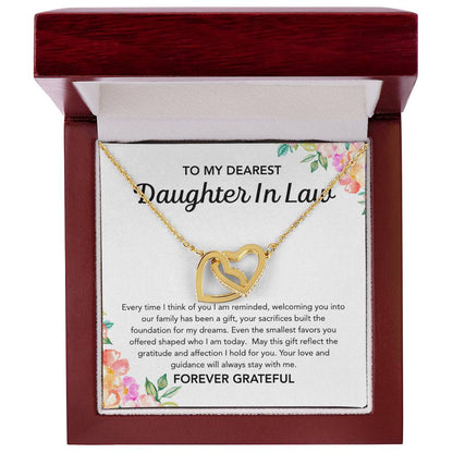 To my Daughter in Law - Interlocking Hearts Necklace - Flowers