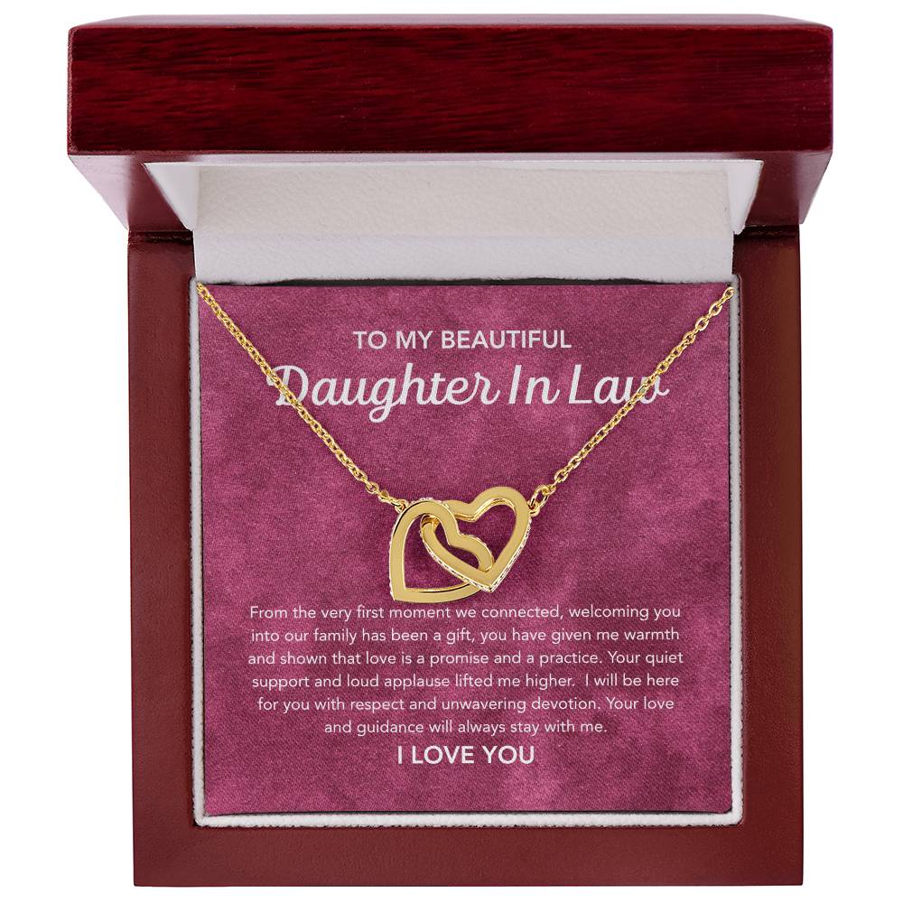 To my Daughter in Law - Interlocking Hearts Necklace - Velvet Pattern