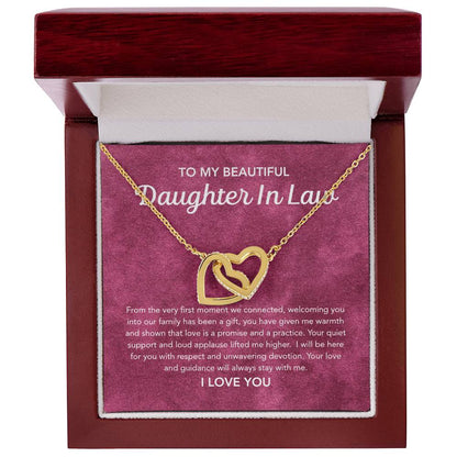To my Daughter in Law - Interlocking Hearts Necklace - Velvet Pattern