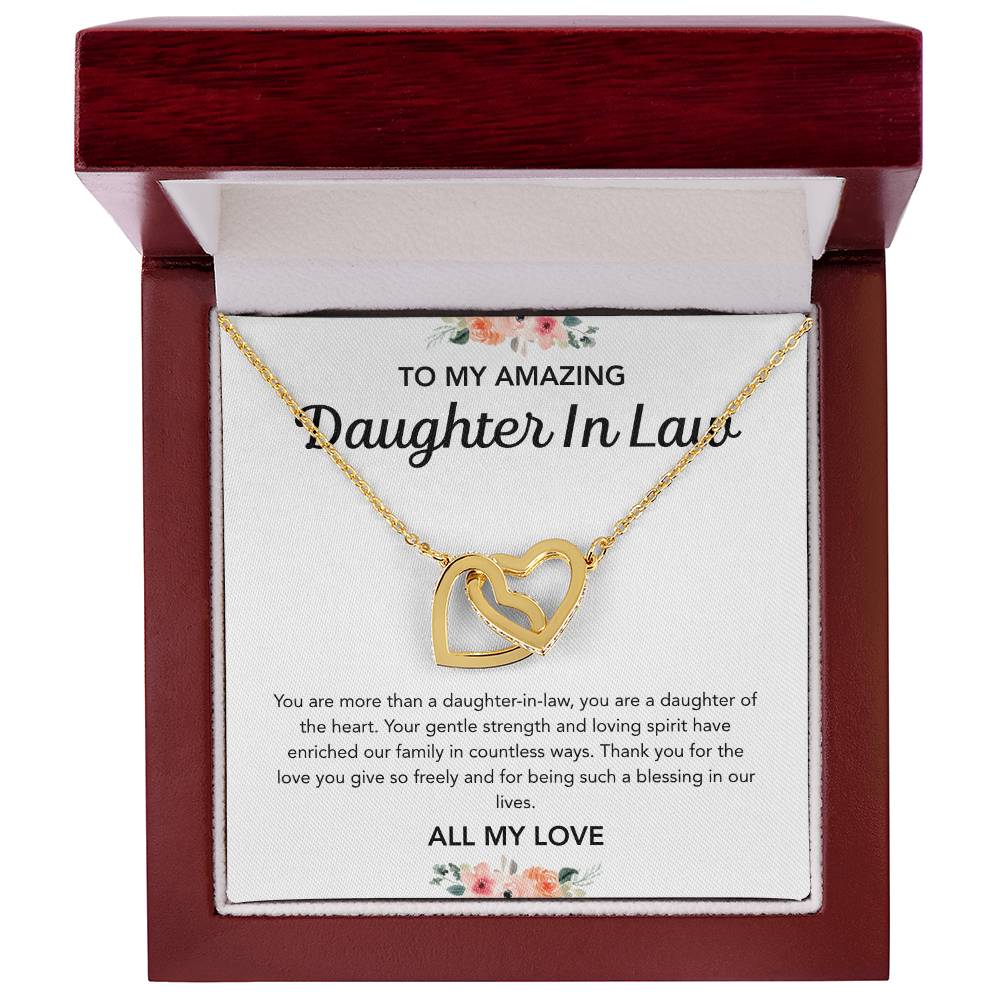 To my Daughter in Law - Interlocking Hearts Necklace - Flowers