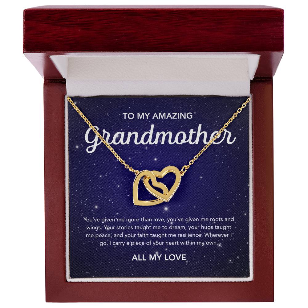To my Grandmother - Interlocking Hearts Necklace - Night Stars