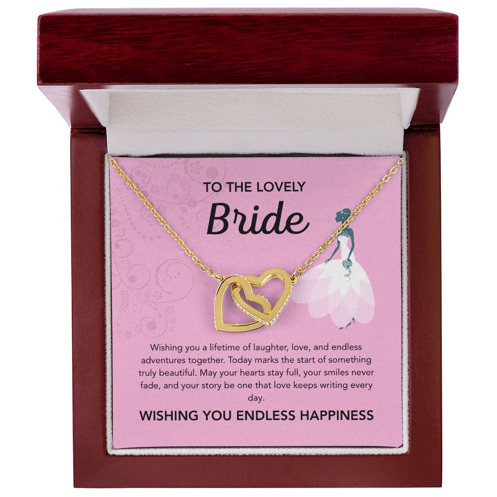 To my Bride - Interlocking Hearts Necklace - Pink