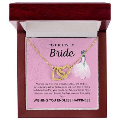 To my Bride - Interlocking Hearts Necklace - Pink