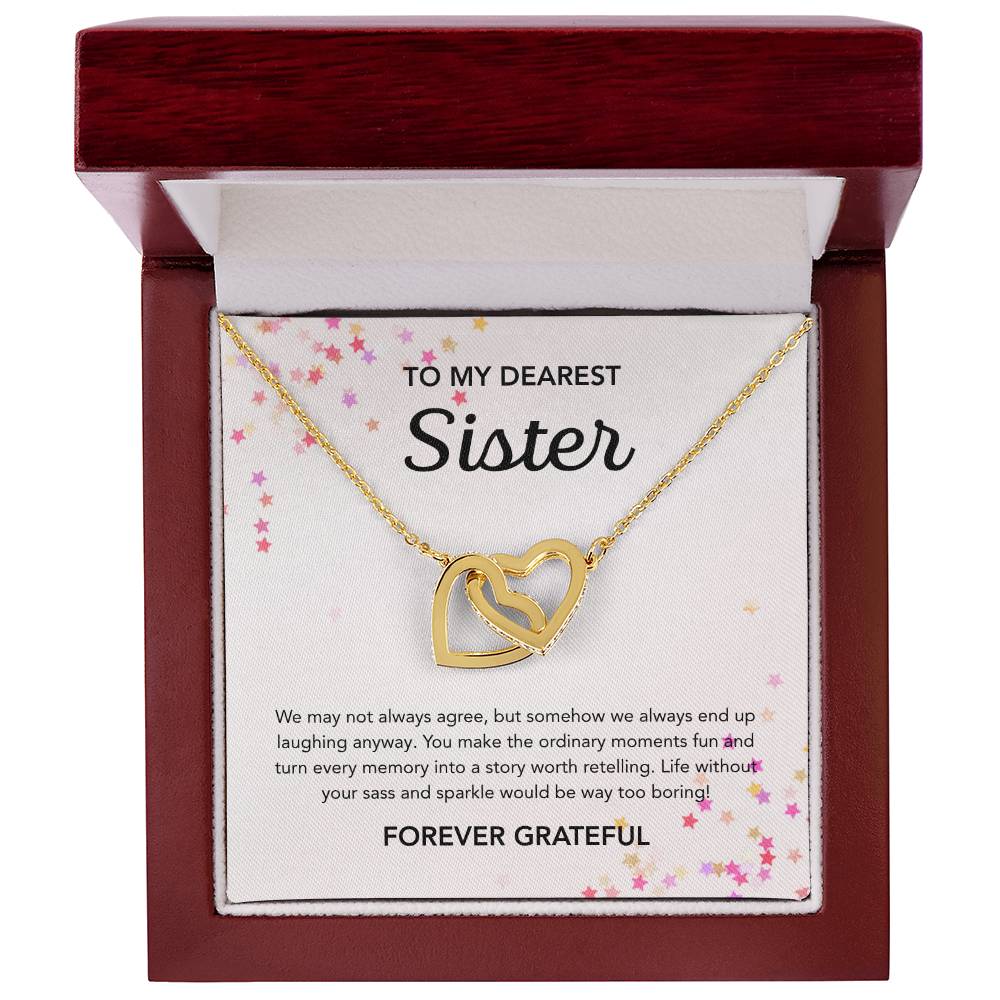 To my Sister - Interlocking Hearts Necklace - Stars