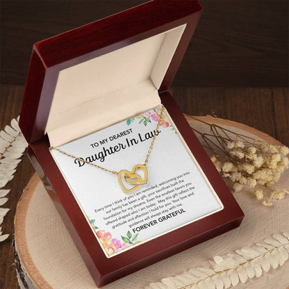 To my Daughter in Law - Interlocking Hearts Necklace - Flowers